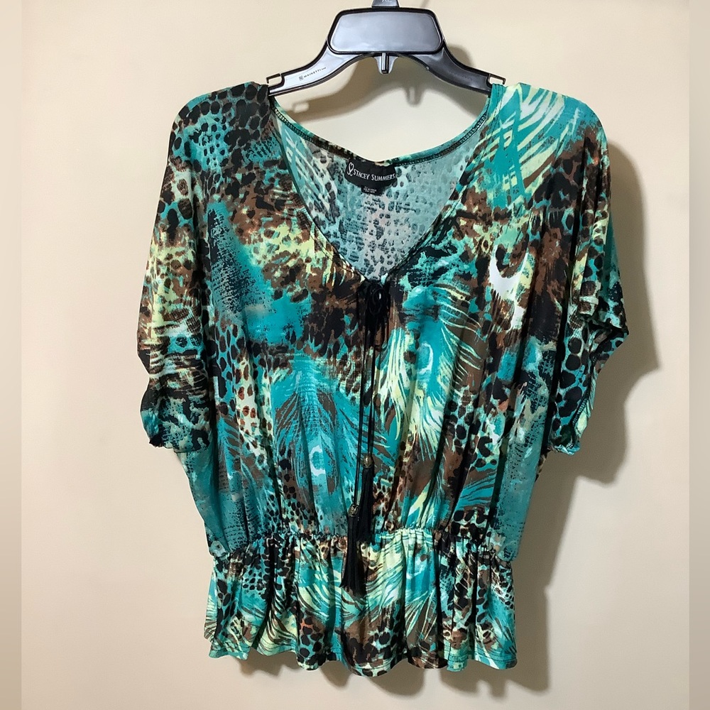 Stacey Summers peplum top with tassel tie in front not really functional XL